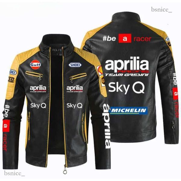 Herrenjacken APRILIA Auto Motorrad PU Lederjacke Patchwork Biker Jacken Lässiger Reißverschluss Mantel Männliche Motorradjacke Outwear Mantel 645