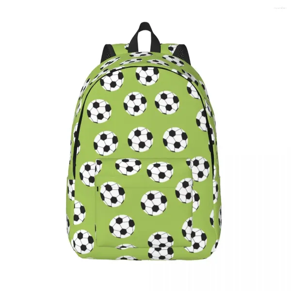 Zaino Palloni da calcio Calcio verde per ragazzo ragazza Bambini Studente Scuola Bookbag Canvas Daypack Borsa per asilo prescolare