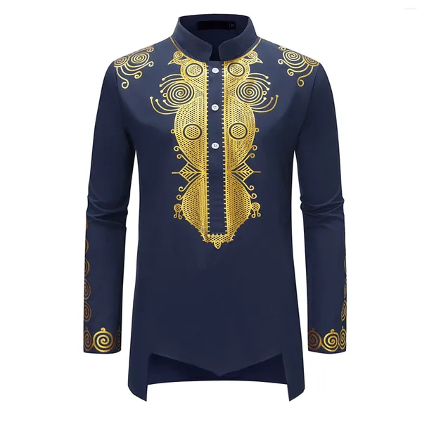 Roupas étnicas Mens Abaya Thobe Árabe Longline Camisetas Henley Kaftan Banded Plain Vestido Masculino Muçulmano