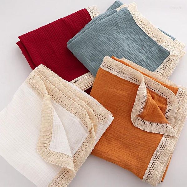 Coperte Mussola di cotone Coperta Garza Asciugamano da bagno Nappa per bambini Nato Grande pannolino Swaddle Wrap Alimentazione Po Puntelli Tappetino da gioco per bambini