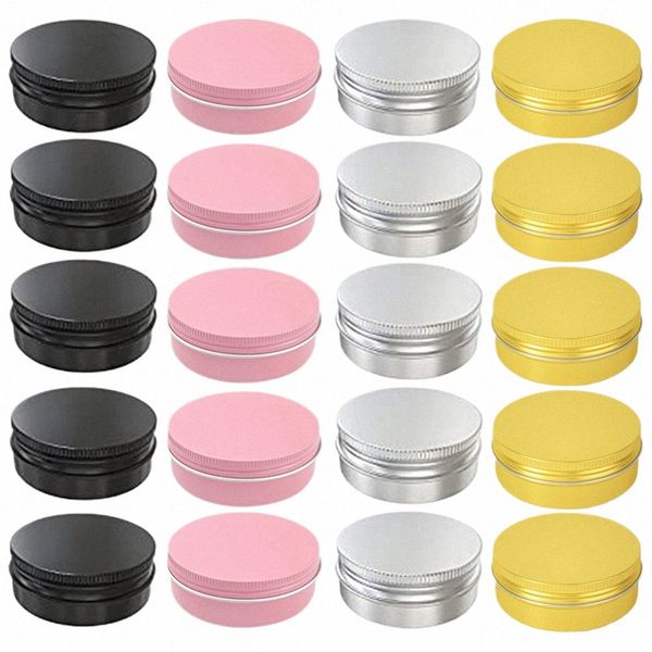 20pcs 0,5 / 1/2 OZ frascos de lata de alumínio recipientes cosméticos latas redondas com tampa de rosca para bálsamo labial creme velas misturadas 4 cores Z8PI #