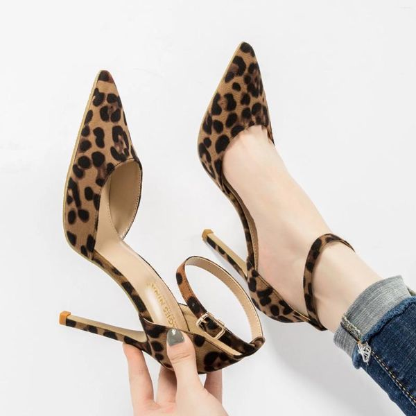 Kleid Schuhe Luxus Elegante Büro Frühling Frauen Leopard Print Pumps Spitz High Heels Stiletto Damen Sexy X0025