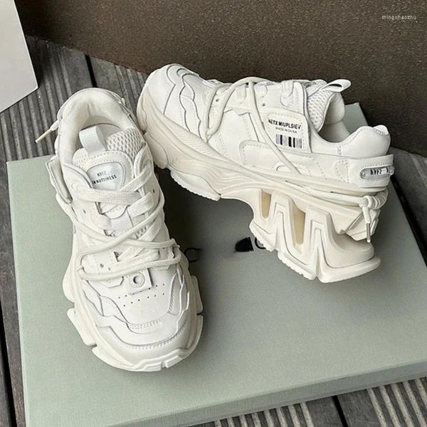 Sıradan Ayakkabı Krasovki 6cm Hava Mesh Sentetik Deri Platform Kama Rahat Moda Yaz Swead Women Hollow Chunky Sneaker