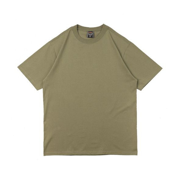 Maglietta basic militare vintage in cotone pesante pesante Maglietta semplice da uomo americana 100% cotone tinta unita verde 240323