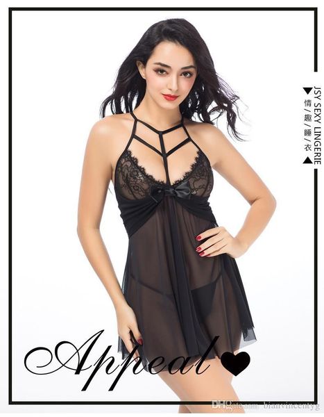 Abito intimo da donna Abito erotico sexy senza maniche Prospettiva Lady Camicia da notte Trasparente Nero Rosso Abito esotico Intimo femminile