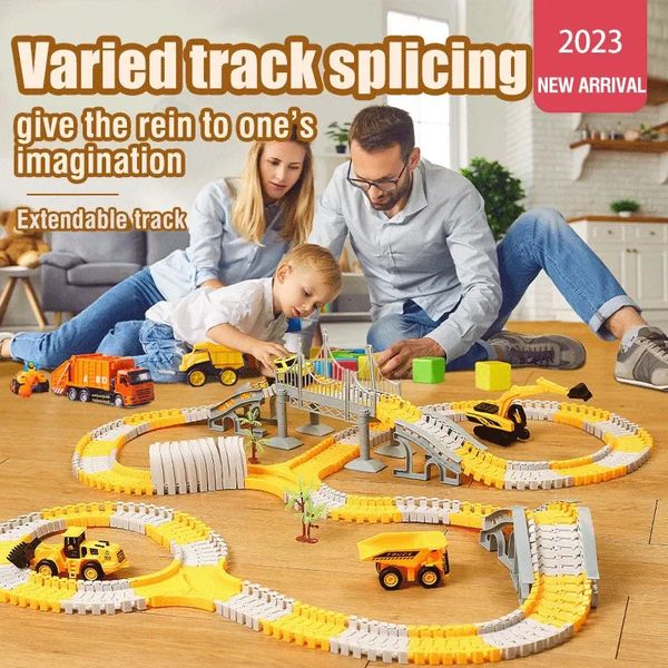 Pista elettrica per bambini Macchinina Ingegneria Minin Set Puzzle per bambini Giocattoli per ragazzi Treno per regalo di compleanno 240313