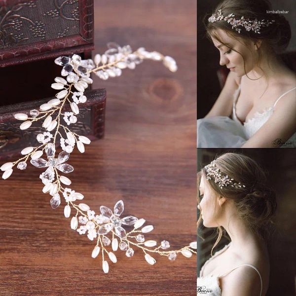 Fermagli per capelli Fascia per capelli con perle per donna Accessori da sposa in cristallo Fascia per capelli Sposa Pezzo per testa di fiore