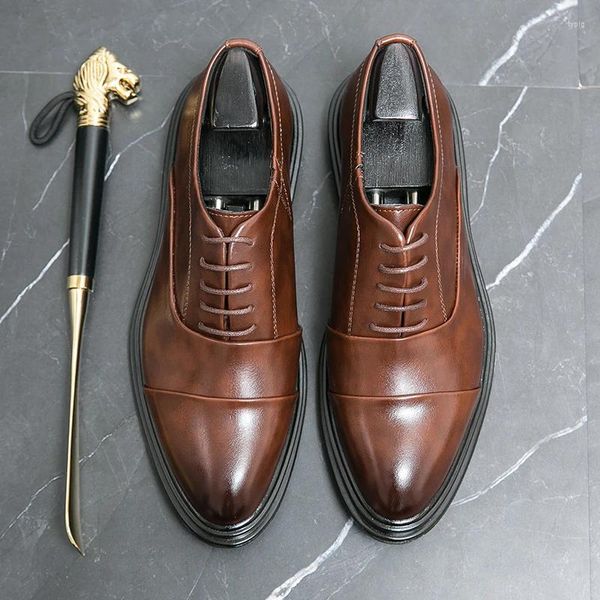 Повседневная обувь итальянского бренда, мужская деловая обувь в тон, модное кожаное банкетное платье, износостойкая подошва