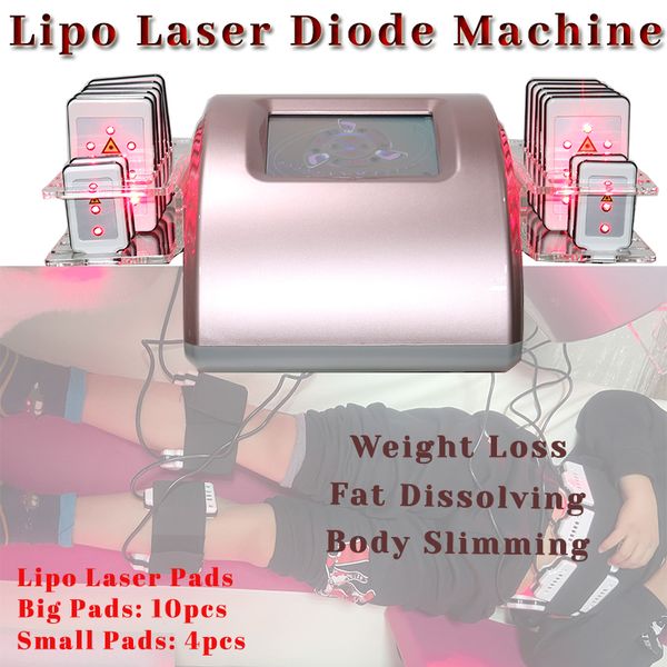 Abdômen emagrecimento lipolaser diodo lipo laser almofadas 14 pçs design portátil máquina de beleza remoção de gordura abdominal perda de peso sono na cama