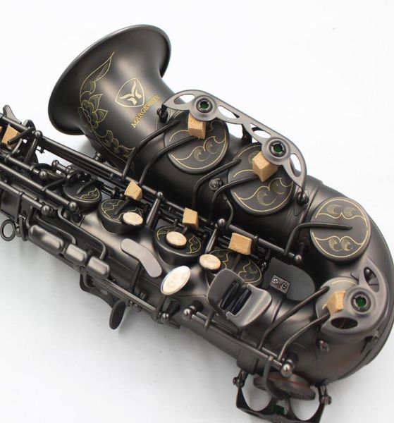Вырезанные вручную цветы, черный никелированный саксофон, альт-духовые музыкальные инструменты, Eb Tune Sax с футляром и мундштуком, перчатки9718164