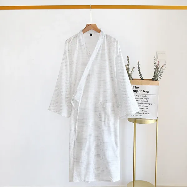 Homens sleepwear jacquard listrado quimono robe para homem fino japonês suor roupões solto roupão venda casa roupas 2024