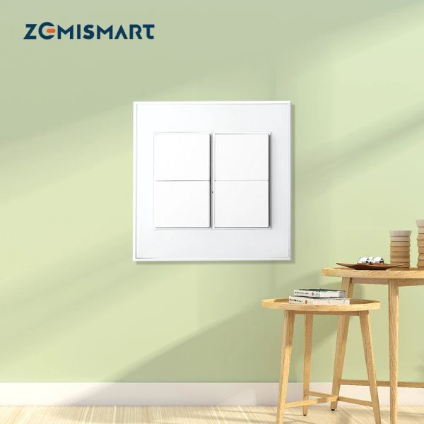 Steuerung Zemismart Tuya Zigbee Smart Switch 4 Kanäle Wandlichtschalter 4x4 Druckknopfunterbrecher Neutral erforderlich Alexa Google Home