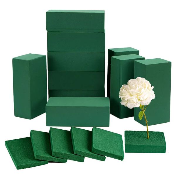 10 pçs bloco de espuma floral diy embalagem de flores verde tijolos de isopor lama suporte de flor artificial casamento jardim decoração de casa 240309