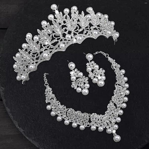 Collana orecchini set gioielli da sposa accessorio principessa damigella d'onore moda corona per matrimonio festa di compleanno spettacolo San Valentino