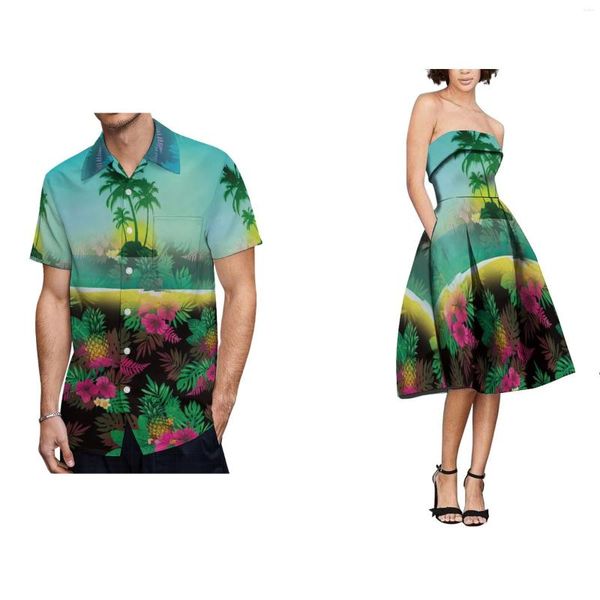 Abiti da festa personalizzati per vacanze bohémien stampate floreali da donna eleganti abito da spiaggia stile hawaiano senza maniche senza spalline casual