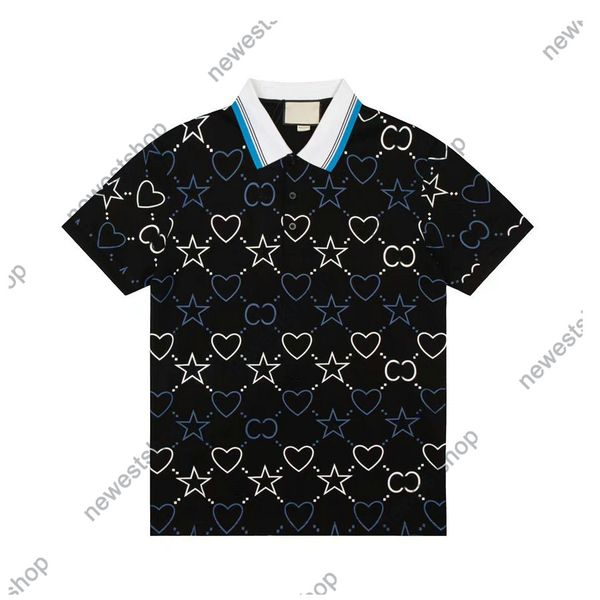 24ss Uomo designer Tee Polo camicie da uomo body letter stampa polo magliette in cotone donna colletto rovesciato maglietta stampata stella bianco nero M-3XL