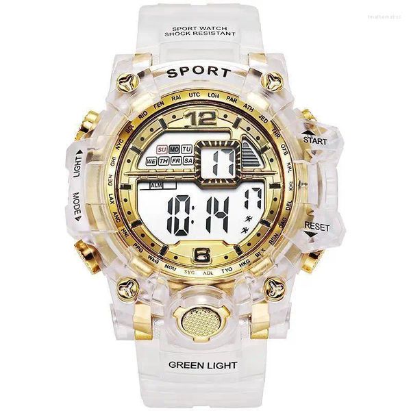 Наручные часы YIKAZE мужские цифровые часы для спорта на открытом воздухе водостойкий прозрачный ремешок военный хронограф наручные часы со светодиодным дисплеем
