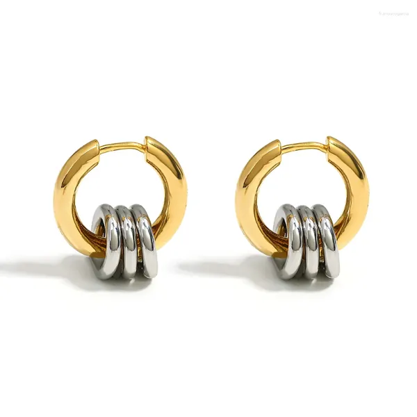 Brincos de argola dois tons huggie para mulheres misturadas prata ouro cor metal geométrico círculo redondo joias minimalistas