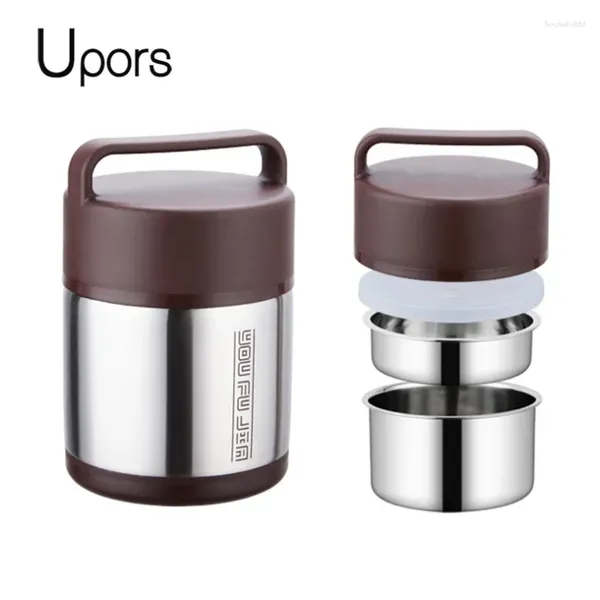 Bottiglie d'acqua UPORS Contenitore per alimenti Thermos da 1,6 litri Sottovuoto in acciaio inossidabile Bento Lunch Box per bambini con scomparti Senza BPA