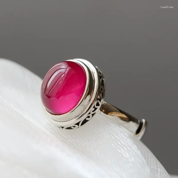 Küme Yüzük Otantik 925 STERLING Gümüş Kakma Yapay Ruby Retro Stil Yaratıcı Açılış Ayarlanabilir Yüzük Kadınlar Güzel Takı Hediyesi