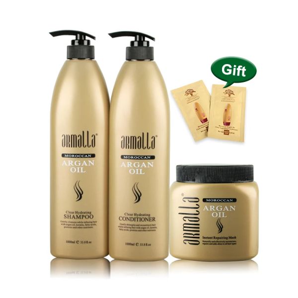 Sets Armalla 1000 ml marokkanisches Arganöl, professionelles natürliches Shampoo, Spülung, 500 ml Haarmaske, Reparatur feuchtigkeitsspendender Schäden, Haarpflege