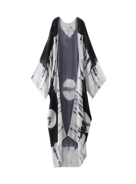 2020 sommer Lange Kimono Frauen Chiffon Kimono Strickjacke Strand Cover Up Kontrast Druck Lose Beiläufige Bluse Tops Weiß Blau Gelb85952103012