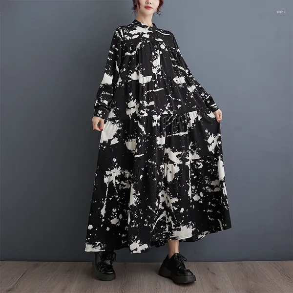 Повседневные платья Superaen 2024 Весна и осенний корейский стиль Свободное негабаритное платье с длинной рубашкой в западном размере