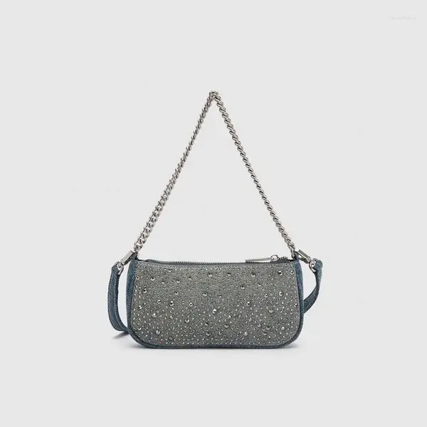 Borse da sera Borsa di design retrò Premium Y2K di nicchia superlativi per le donne Borse in denim con decorazione di strass per feste da donna