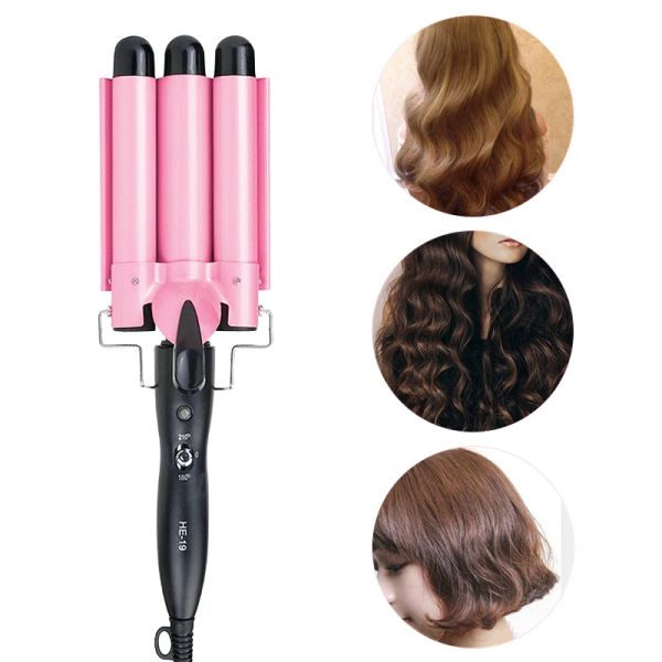 Irons 20mm32mm Hair Curling Iron Cerâmica Profissional Profissional Triple Barrel Hairler Roll Roll Styling Wave Curling Tools 37D