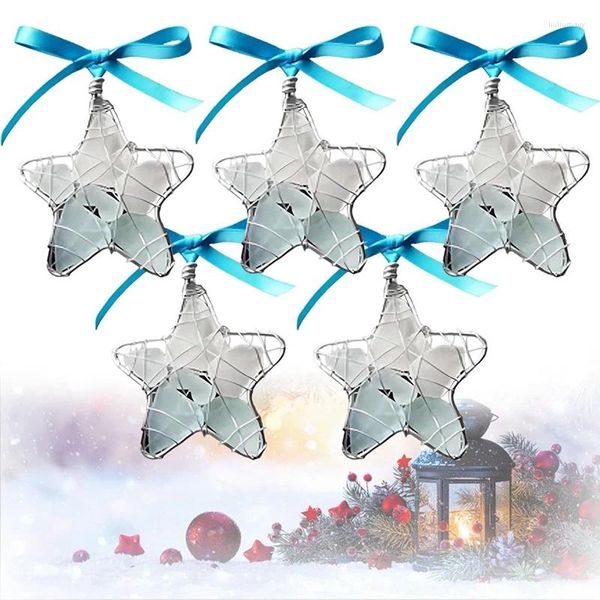 Articoli per feste 5 pezzi Regalo stella in vetro marino Decorazione per albero di Natale sull'oceano Ornamento da appendere pronto da appendere