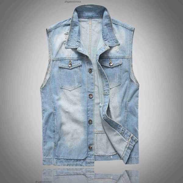 Jaquetas masculinas Slim Denim Colete Sem Mangas Street Wear Casual Jaqueta Jean Homem Casaual Colete Para Homens