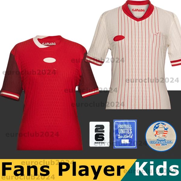 2024 Canadá Jersey Maillot de Foot Copa América Cup Kids Kit 2025 Seleção Canadense Camisa de Futebol 24/25 Home Away Player Versão BUCHANAN DAVIES DAVID