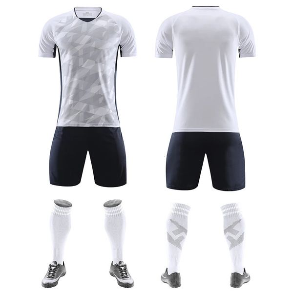 Equipe personalizada uniforme de futebol conjunto em branco jerseys impressão número nome secagem rápida respirável adulto crianças treinamento camisa de futebol 240320