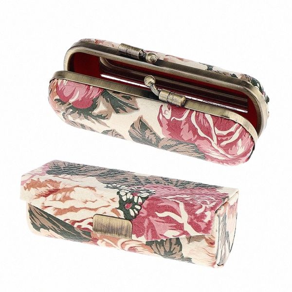 pey Lip Gloss Holder PU Batom Storage Case com espelho para viagens D3mH #