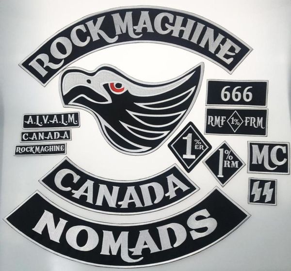 Máquina de rock original motocicleta bordado emblema de motociclista tamanho grande remendo para parte traseira completa da jaqueta ferro no colete rocker patches7661718