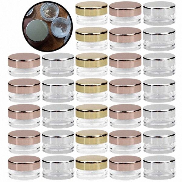 50 stücke 3g l Make-Up Jar Kosmetische Leere Ctainer mit Rose Gold Deckel Kunststoff Kleine Flasche für Lidschatten Creme lip Balm Ctainer k3S7 #