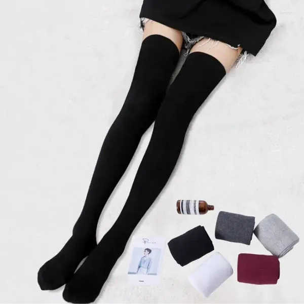 Frauen Socken Sexy Schwarz Weiß Soild Farbe Lange Über Knie Oberschenkel Hohe Lolita Damen Mädchen Warme Rohr Strümpfe 2024