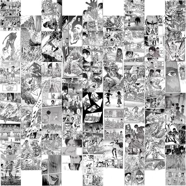 Çıkartmalar 50pcs Japon iyi bilinen anime saldırısı Titan Shingekinokyojin Manga ACG Duvar Kolaj Kiti Sanat Kartpostal Prop Ev Dekoru