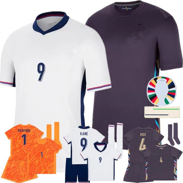 Kinder Englands Bellingham Soccer Trikots Spieler Version 2024 Nationalmannschaft Kane Sterling Rashford Pickford Foden Foden Football Hemd Kit