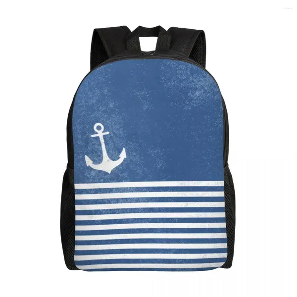 Rucksack Anker für Regatta mit Streifen, Reisen, Damen, Herren, Schule, Computer, Büchertasche, nautische Marine, College-Studenten-Tagesrucksack