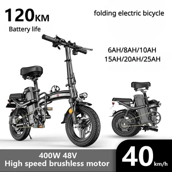 Fahrrad EU Stammklapper elektrisches Fahrrad 400W 48v25AH Lithium Batteriestädte Reisen Elektrofahrrad 14 Zoll Reifengeschwindigkeit 40 km/h Aldult ebike