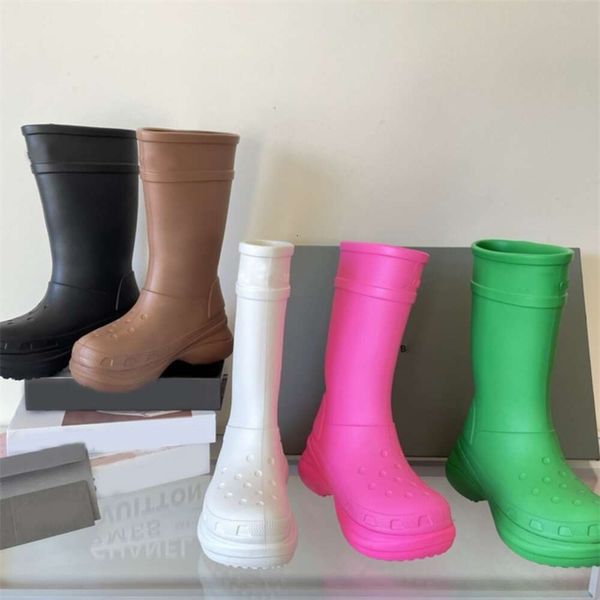 Botas femininas clássicas masculinas e femininas, botas martin de salto alto 6cm, botas de chuva de borracha, sapatos de inverno para mulheres, sapatos ao ar livre 35-46