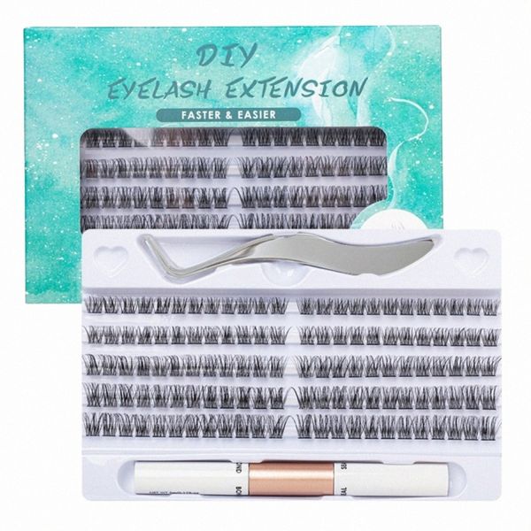 120 Cluster Falsche Eyeles Extensi Kit mit Applikator Kleber Dichtung Pinzette Augen Make-Up Werkzeuge Natürliche Flauschige Mild Wasserdicht 85TQ #