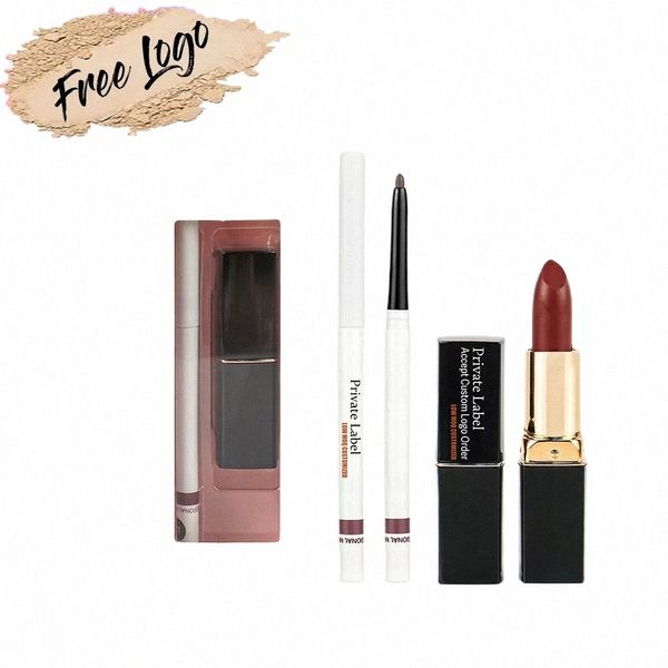 Private Label Matte Lippenstift Lip Liner Set Wasserdicht Nude Makeup Lip Kit Großhandel G5Sw #