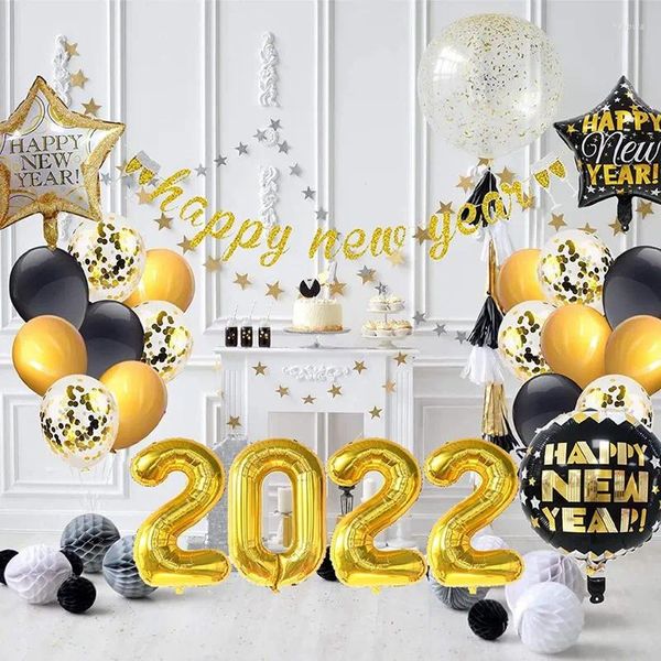 Partydekoration 33 Teile/satz 2024 Jahr Goldene Flagge Ballon Set Thema Geburtstag Dekor Bogen Kit