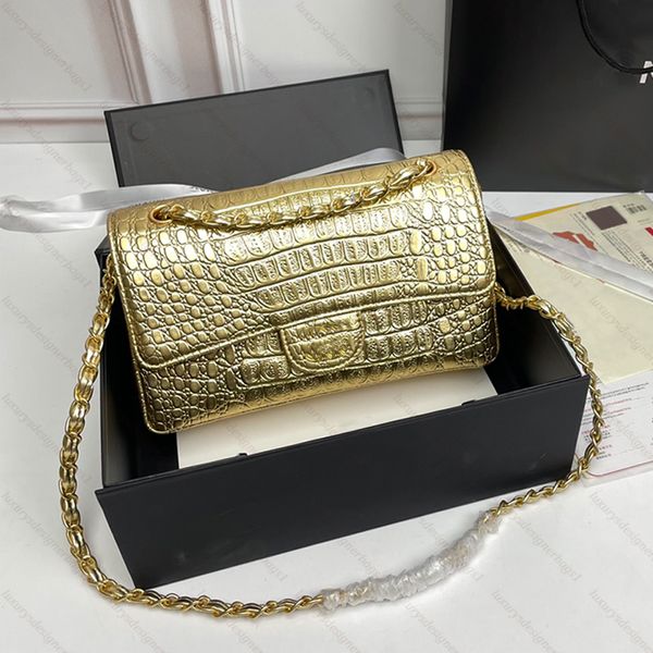 Corrente de ouro crocodilo pele designer saco mulher bolsa de ombro bolsa de luxo sacola de couro crossbody carteira novo clássico crozzling sacos saco das mulheres