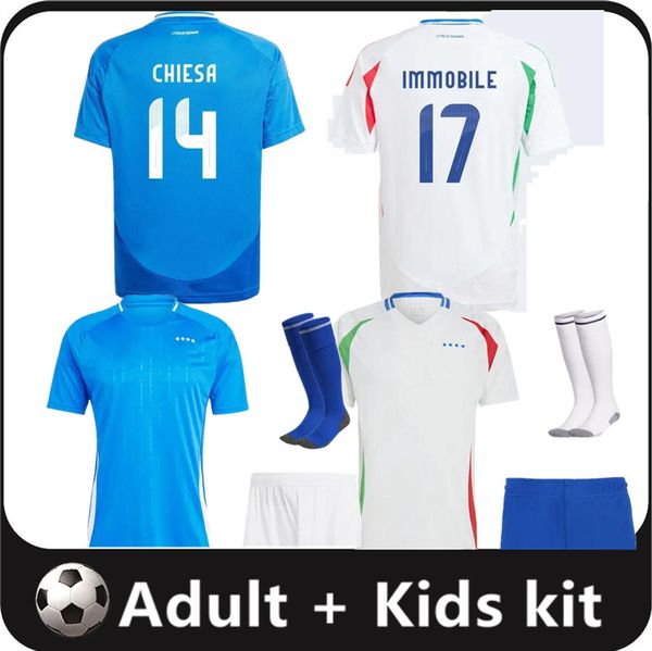 Italia Coppa Europa 2024 2025 Maglie da calcio NS Player BONUCCI JORGINHO INSIGNE VERRATTI Kit da uomo per bambini CAMICIE DA CALCIO CHIESA BARELLA CHItalia PELLEGRINI 16-4XL