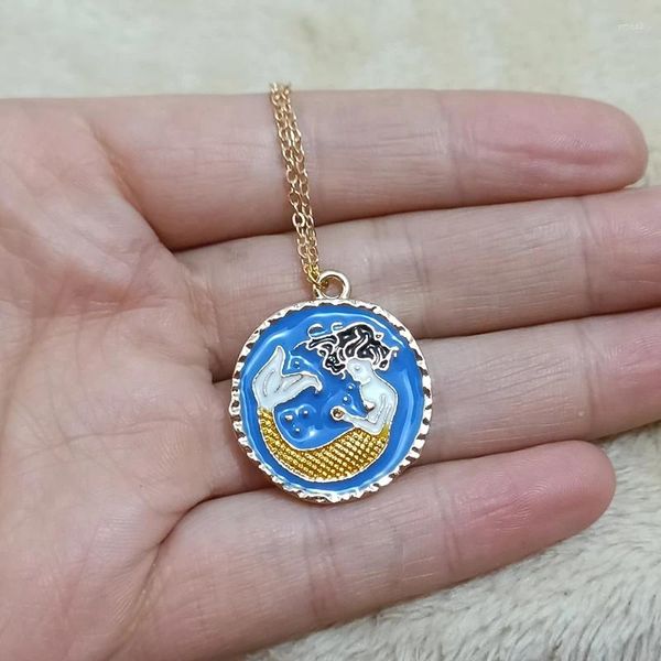 Collane con ciondolo Yungqi Moda Animale Pendenti con ciondoli Collana con sirena in smalto per donne Ragazze Bambini Girocollo Dichiarazione Gioielli Regali di Natale