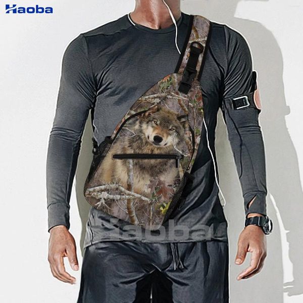 Stume da stoccaggio lupo camouflage borse imbracatura zaino traversa per donne per viaggiare per escursioni per la spalla del petto daypack