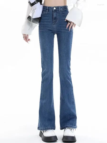 Женские джинсы 2024, женские расклешенные эластичные усы, узкие брюки-клеш с высокой талией, облегающие джинсовые брюки, женские длинные брюки в стиле панк Y2K